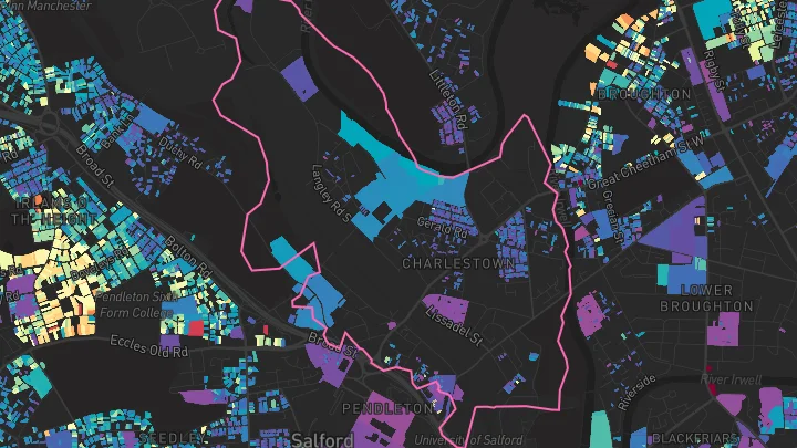 House price heatmap showing property values across Salford