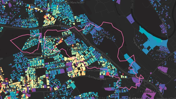 House price heatmap showing property values across Salford