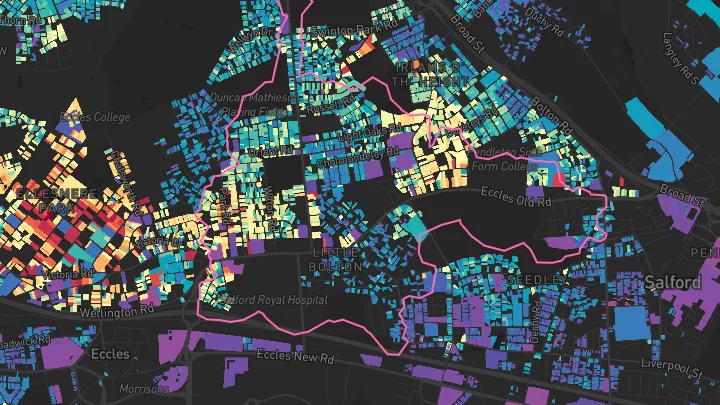 House price heatmap showing property values across Salford