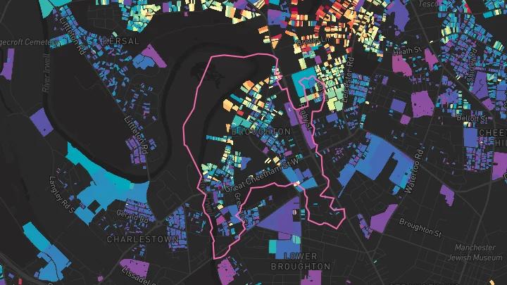 House price heatmap showing property values across Salford
