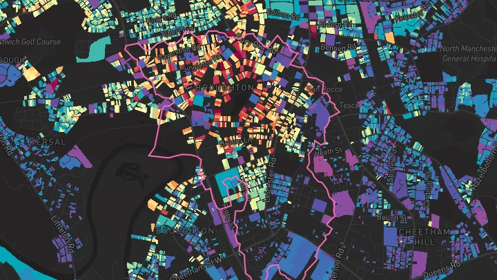 House price heatmap showing property values across Salford