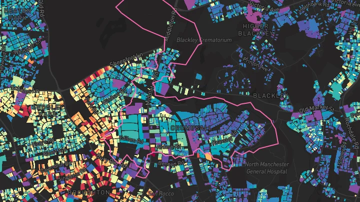 House price heatmap showing property values across Manchester