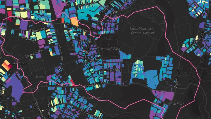 House price heatmap showing property values across Manchester