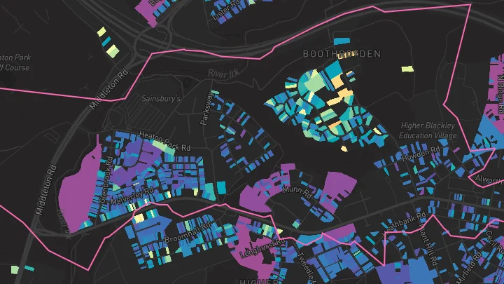 House price heatmap showing property values across Manchester