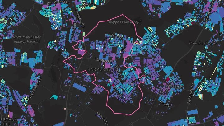 House price heatmap showing property values across Manchester