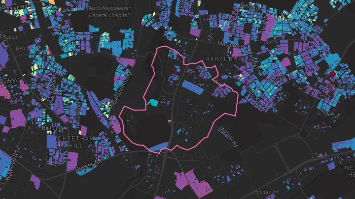 House price heatmap showing property values across Manchester