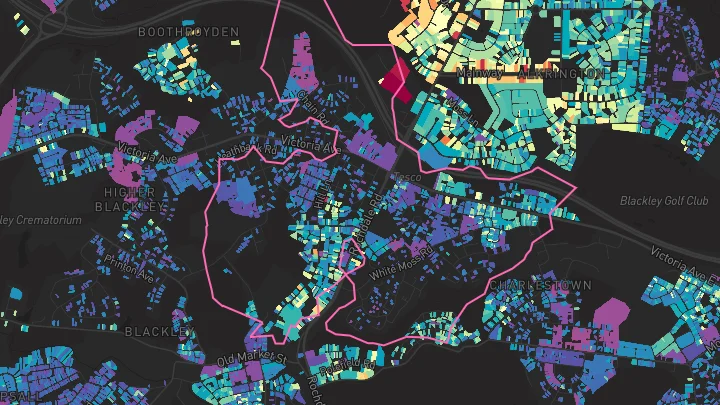 House price heatmap showing property values across Manchester
