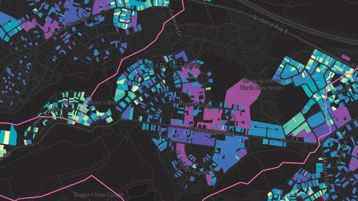 House price heatmap showing property values across Manchester