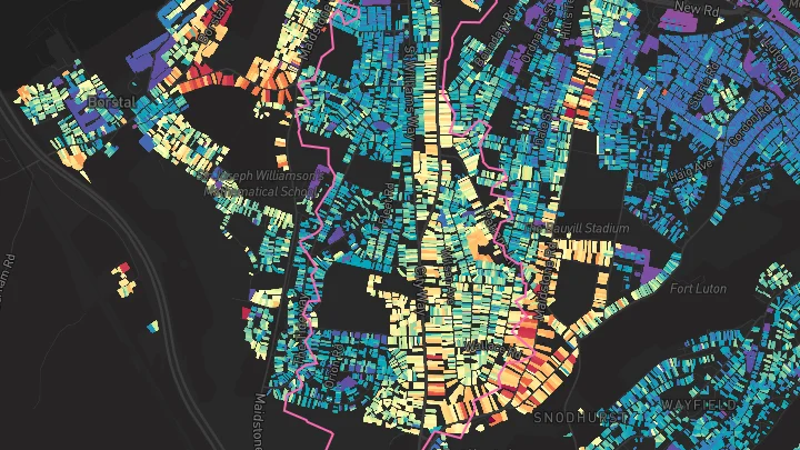 House price heatmap showing property values across Rochester