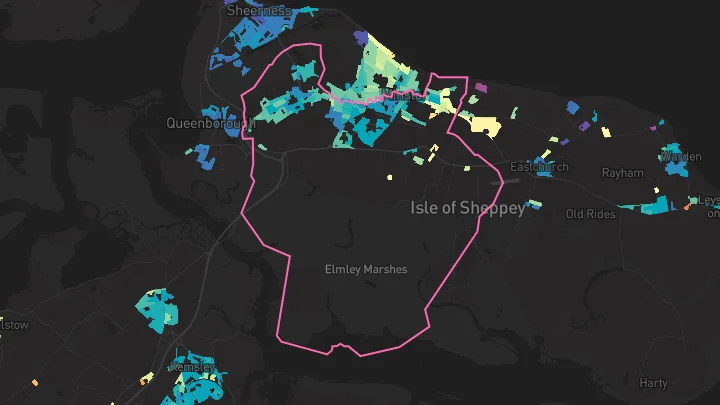 House price heatmap showing property values across Minster On Sea