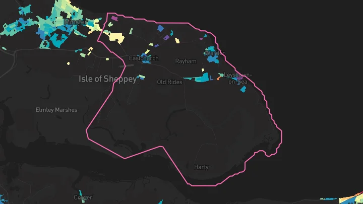 House price heatmap showing property values across Eastchurch