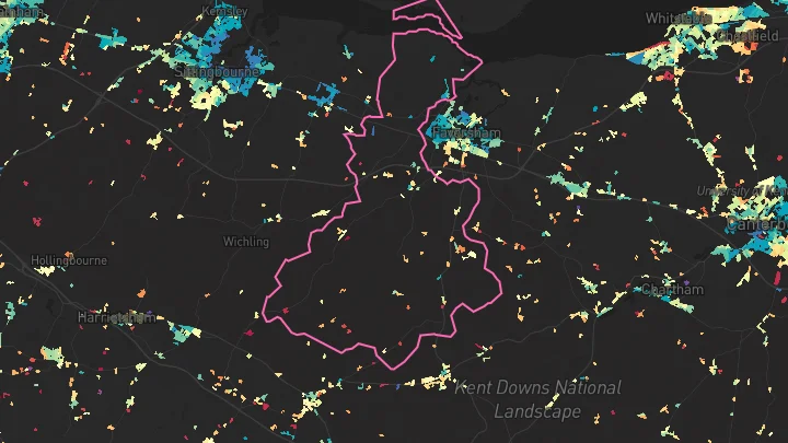 House price heatmap showing property values across Oare