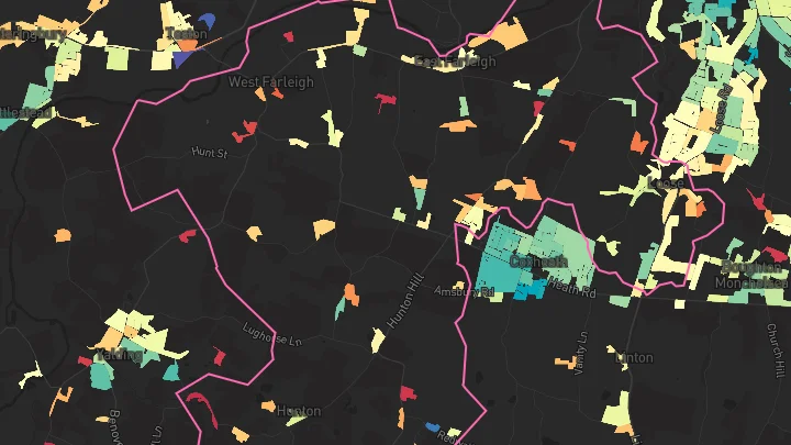 House price heatmap showing property values across East Farleigh