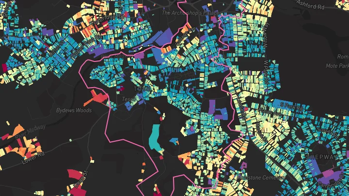 House price heatmap showing property values across Maidstone