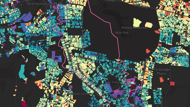 House price heatmap showing property values across Maidstone