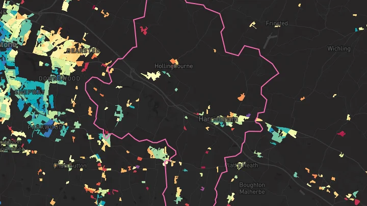 House price heatmap showing property values across Harrietsham