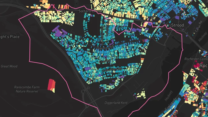 House price heatmap showing property values across Rochester