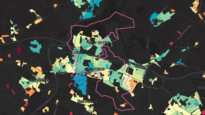 House price heatmap showing property values across Larkfield