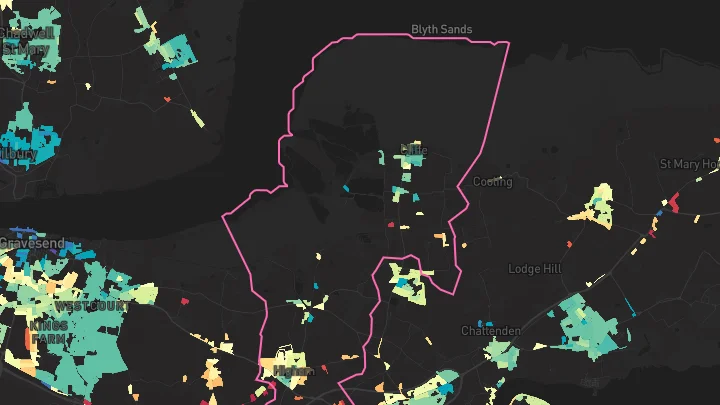 House price heatmap showing property values across Higham