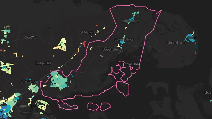 House price heatmap showing property values across Hoo