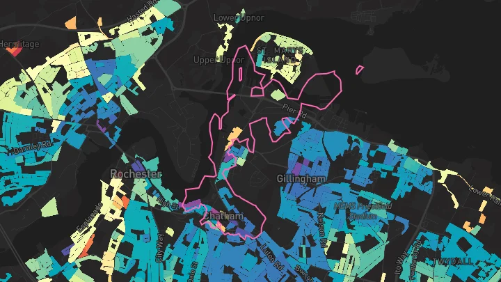 House price heatmap showing property values across Chatham