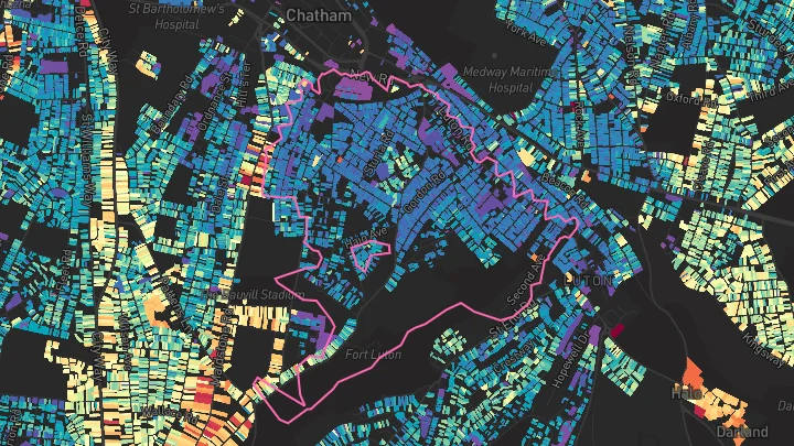 House price heatmap showing property values across Chatham