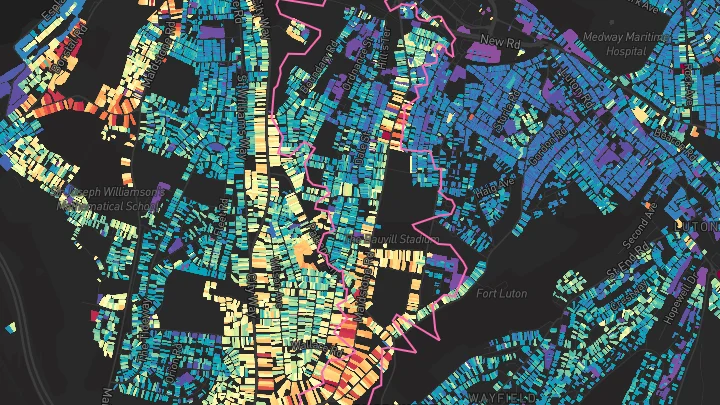 House price heatmap showing property values across Chatham