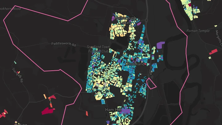 House price heatmap showing property values across Snodland