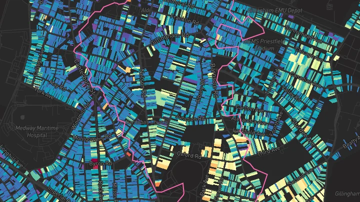 House price heatmap showing property values across Gillingham