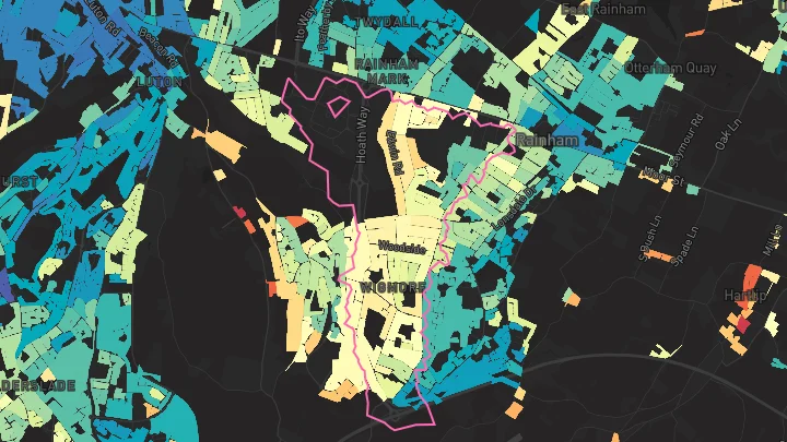 House price heatmap showing property values across Gillingham
