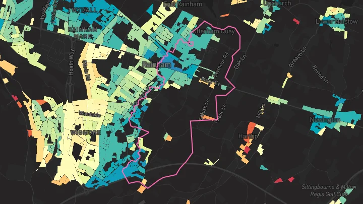 House price heatmap showing property values across Rainham