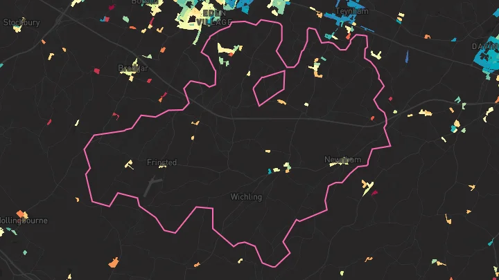 House price heatmap showing property values across Doddington