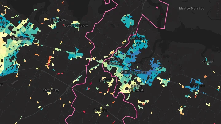 House price heatmap showing property values across Iwade