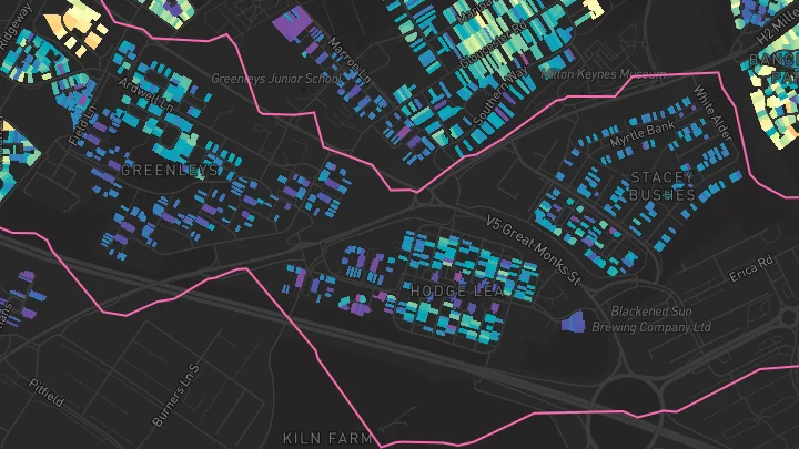 House price heatmap showing property values across Greenleys