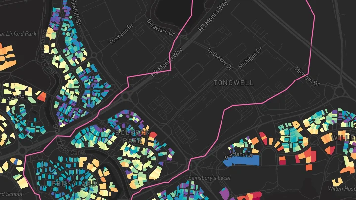 House price heatmap showing property values across Bolbeck Park