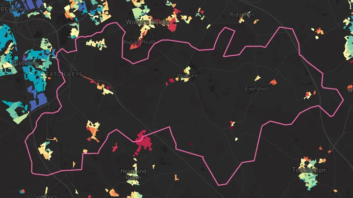 House price heatmap showing property values across Stoke Hammond