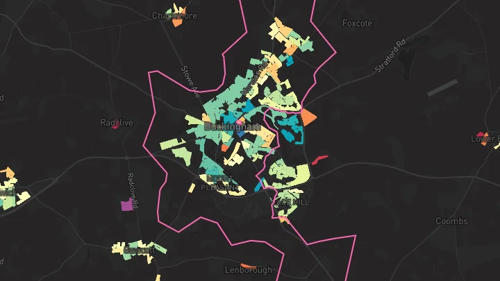 House price heatmap showing property values across Buckingham