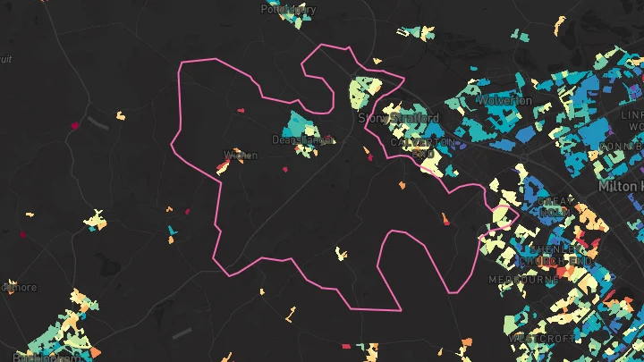 House price heatmap showing property values across Deanshanger