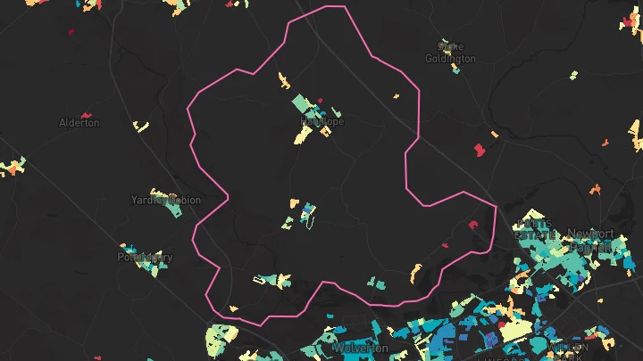 House price heatmap showing property values across Hanslope