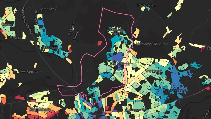 House price heatmap showing property values across Bedford