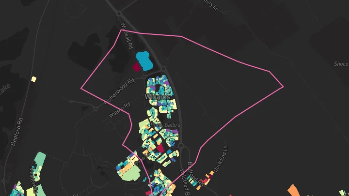 House price heatmap showing property values across Wixams