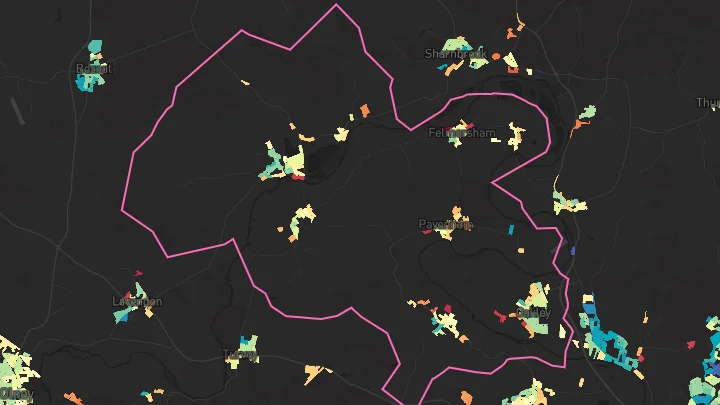 House price heatmap showing property values across Oakley
