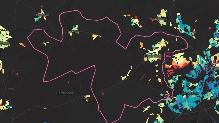 House price heatmap showing property values across Bromham
