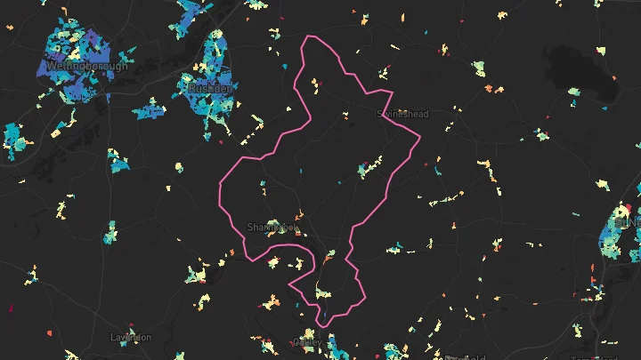 House price heatmap showing property values across Sharnbrook