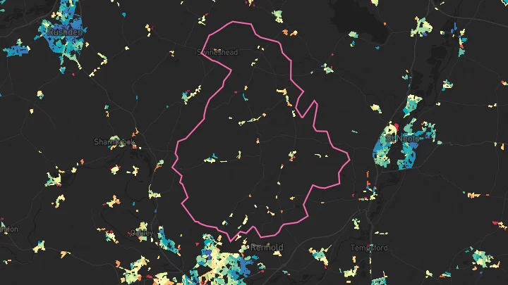 House price heatmap showing property values across Ravensden