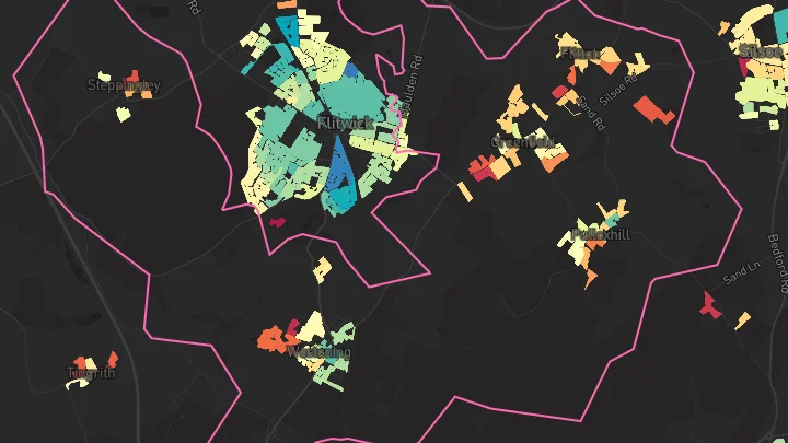 House price heatmap showing property values across Westoning