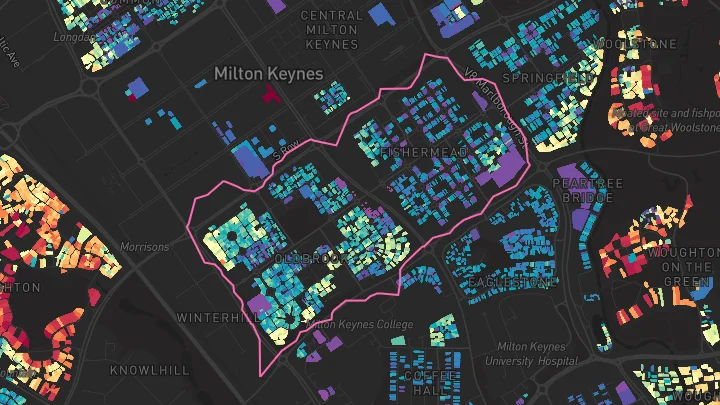 House price heatmap showing property values across Oldbrook