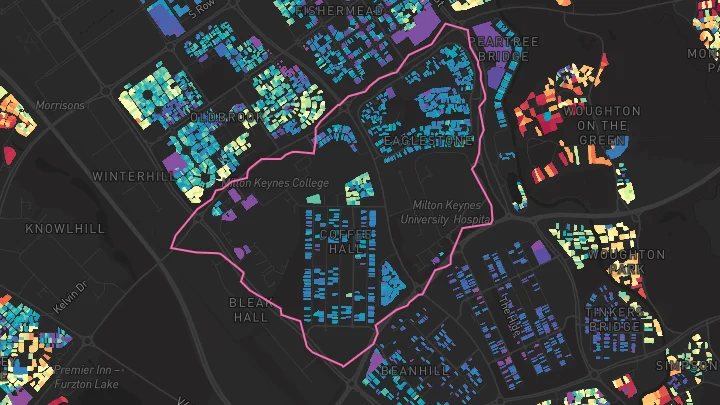 House price heatmap showing property values across Eaglestone
