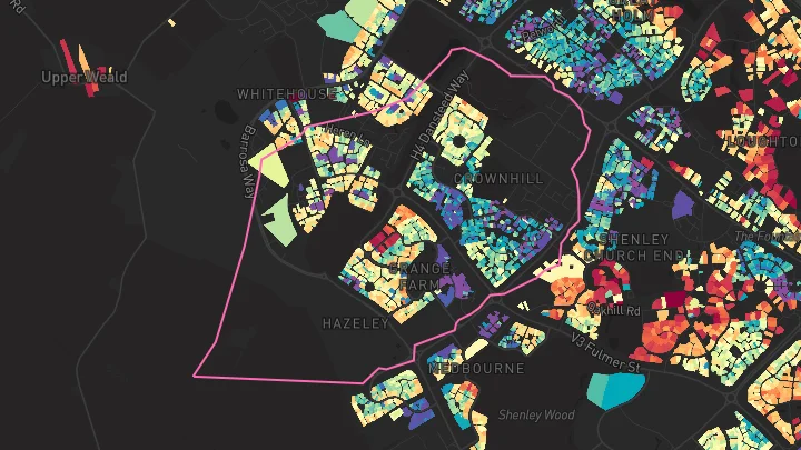 House price heatmap showing property values across Crownhill