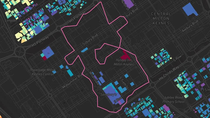 House price heatmap showing property values across Milton Keynes